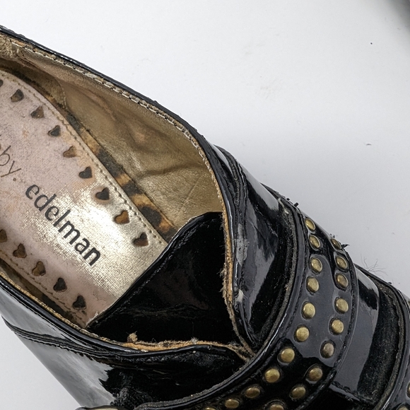 Libby Edelman Glossy Black Patent Buckle Oxfords Size 9 - Picture 7 of 13